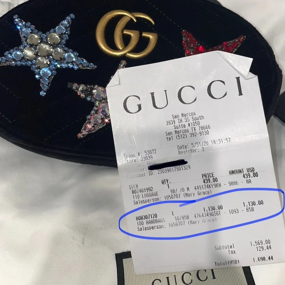 Gucci Marmont GG Stars Velvet bumbag - size 85 - Picture 15 of 15